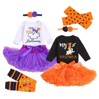 baby girl halloween clothes set bodysuit romper tutu tulle skirt leg warmer headband 0 24m newborn toddler kids festival outfits