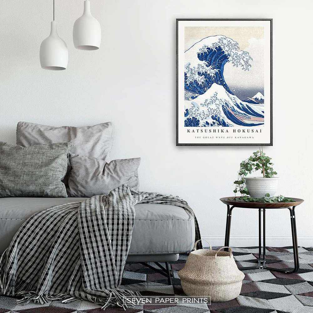 Фото Hokusai The Great Wave Poster Katsushika Hokusai Exhibition Canvas Painting Print Picture Vintage Wall Bedroom Home Decoration №4