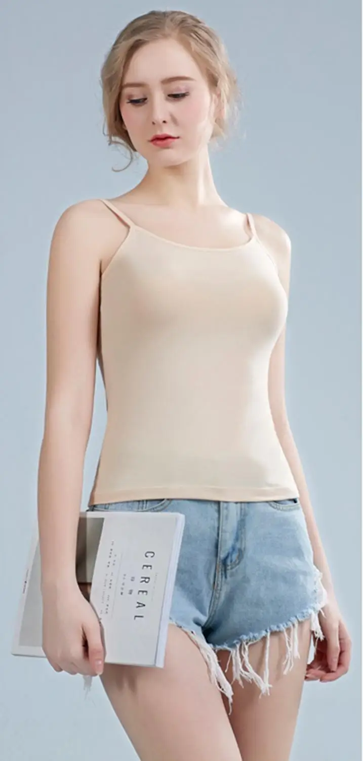 

Women Tops Summer camisole top solid color inside white top wear sleeveless shirt sleeveless T-shirt top #8037