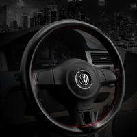 1pcs leather car steering wheel cover non slip wear resistant sweat absorbing fashion sports steering wheel cover 38 40cm