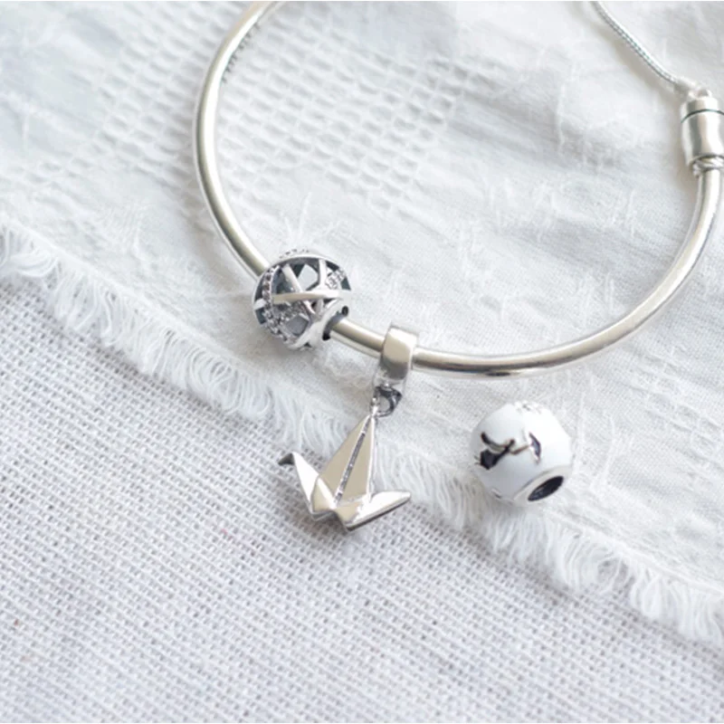

New 925 Sterling Silver Sparkling Net Shape Beads Fit Original Pandora Charms Bracelets Women DIY Birthday Jewelry Gift