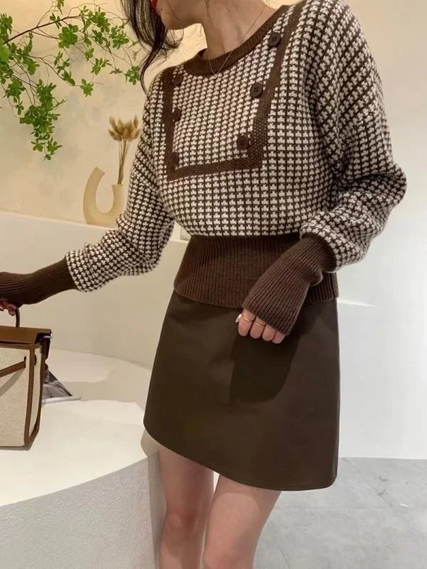 

Европейская станция Осень новинка 2021 Женские французские Ретро строчки