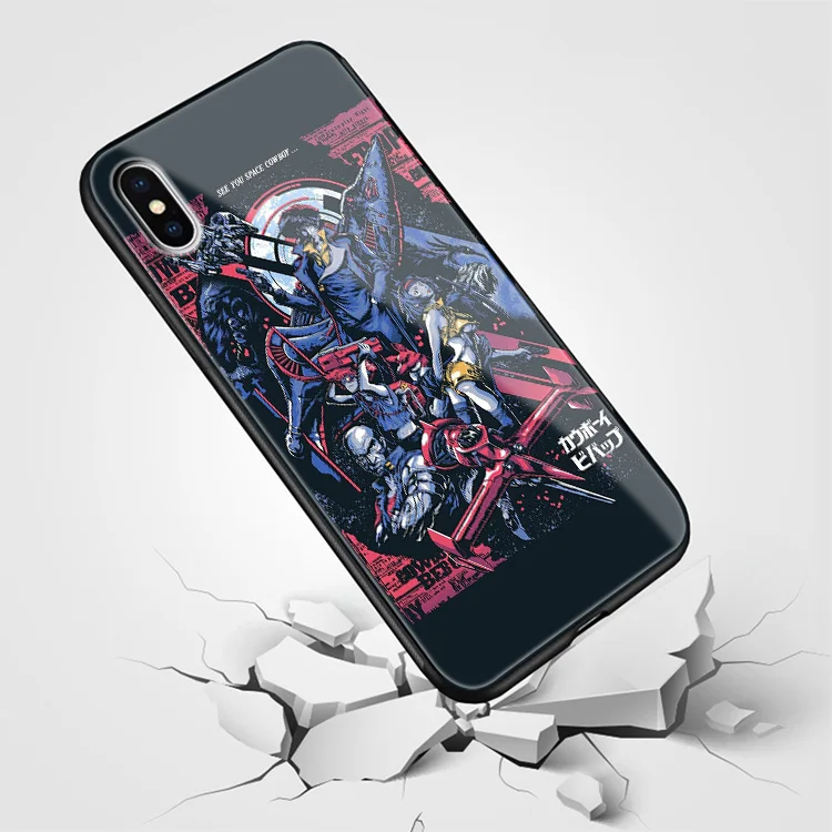 Космический ковбой Bebop Coque мягкий силиконовый стеклянный чехол для телефона, чехол для Apple iPhone 6 6s 7 8 Plus X XR XS 11 Pro max