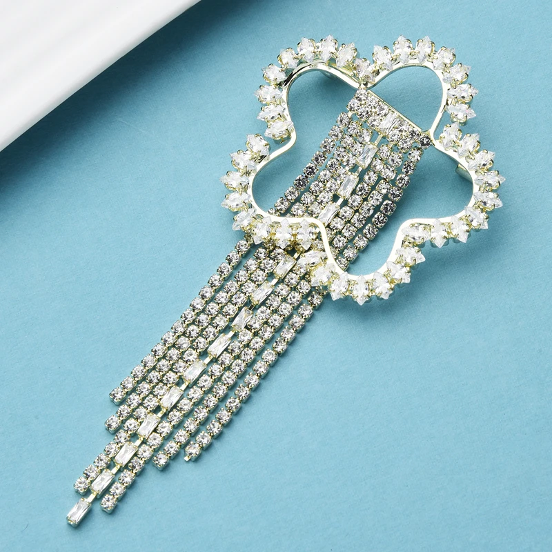 

Wuli&baby Cubic Zircon Flower Tassel Brooches Women Sparkling Weddings Office Party Brooch Pins Gifts