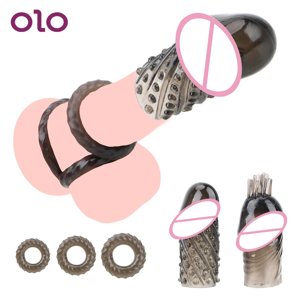 OLO 5 шт./компл. многоразовые насадки на пенис кольцо для пениса задержка эякуляции