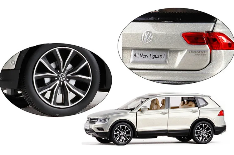 Высокое качество 1:32 Новая модель сплава Tiguan L, моделирование литья под давлением звука и света оттягивающаяся назад модель украшения