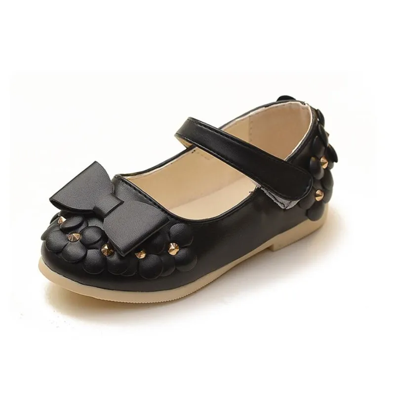 Кожаная обувь для девочек Праздничная с цветами маленьких принцесс детская на