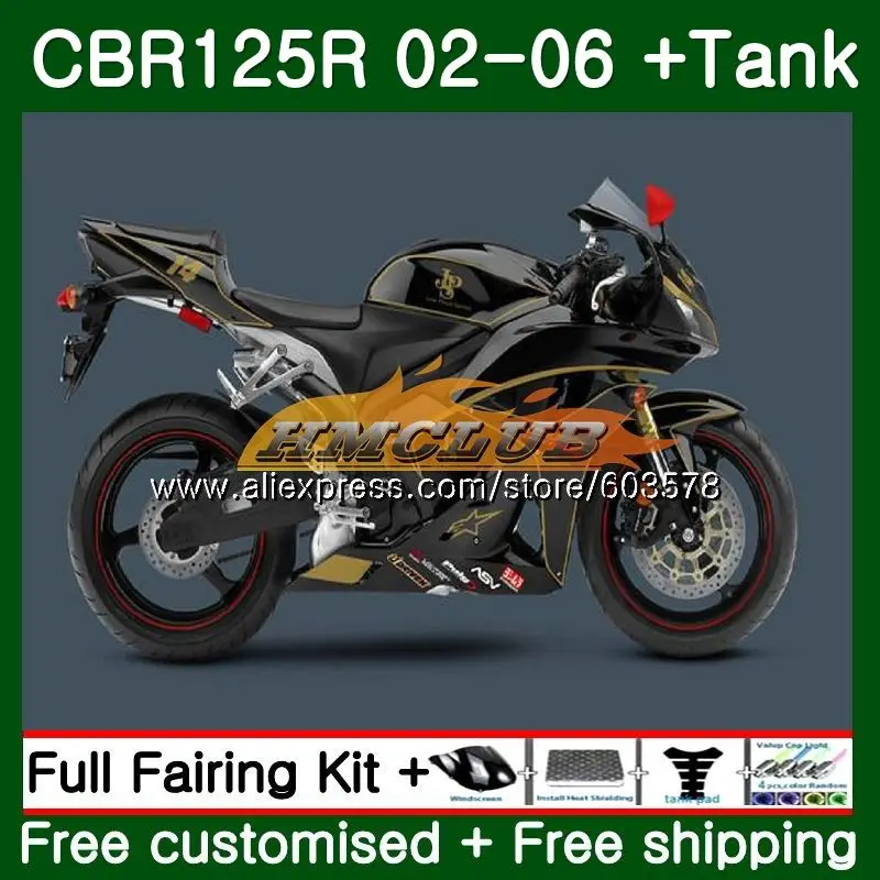 Корпус для HONDA CBR125R 2002 2003 2004 2005 2006 84CL.28 золотой черный CBR125RR брикет 125CC CBR 125R 02 03 04 05 06