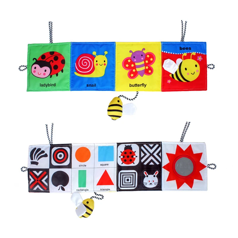 

Crib Bumper Rattle Baby Toys 0 12 Months Newborns Cloth Book Double-sided Around Crib Baby Book Early Learning Toys For Babies