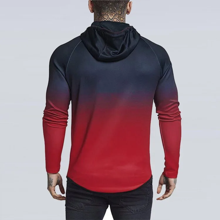 

Spring and autumn men's jackets fashion high street tide gradient hooded jacket men's printing casual zipper jacket plus size me