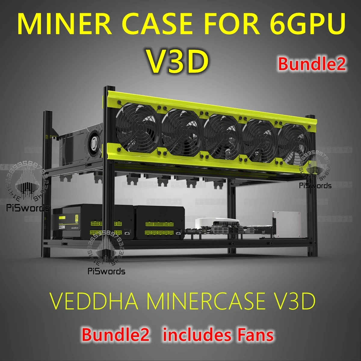 VEDDHA V3D 6 GPU Mining Rig Алюминий стекируемые под открытым небом чехол компьютер ETH рамки