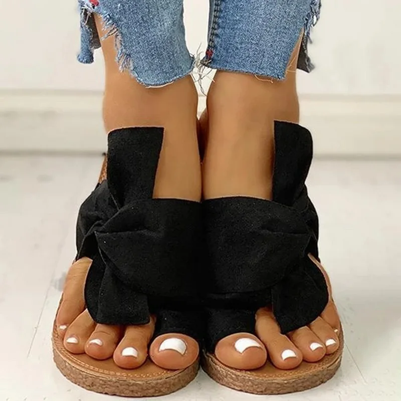

New Summer Women Slipper Bowtie Decorate Non-Slip Sandals Woman Flats Mules Casual Female Beach Flip Flops Beach Slides
