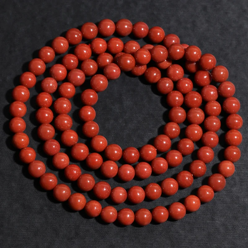 

Natural Sichuan Liangshan Persimmon Red South Red Agate More Circle Bracelet 108 Full Color Beads Men And Women Hand String
