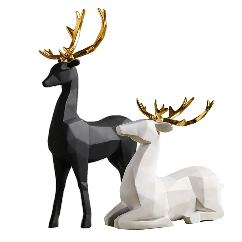 

Geometric Elk Resin Decoration Animal Sculpture TV Cabinet Furniture Decoration