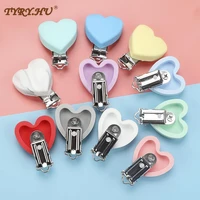 tyry hu 5pcset heart love shaped pacifier clip silicone baby teether teething accessories clip non toxic clasps diy bead tool