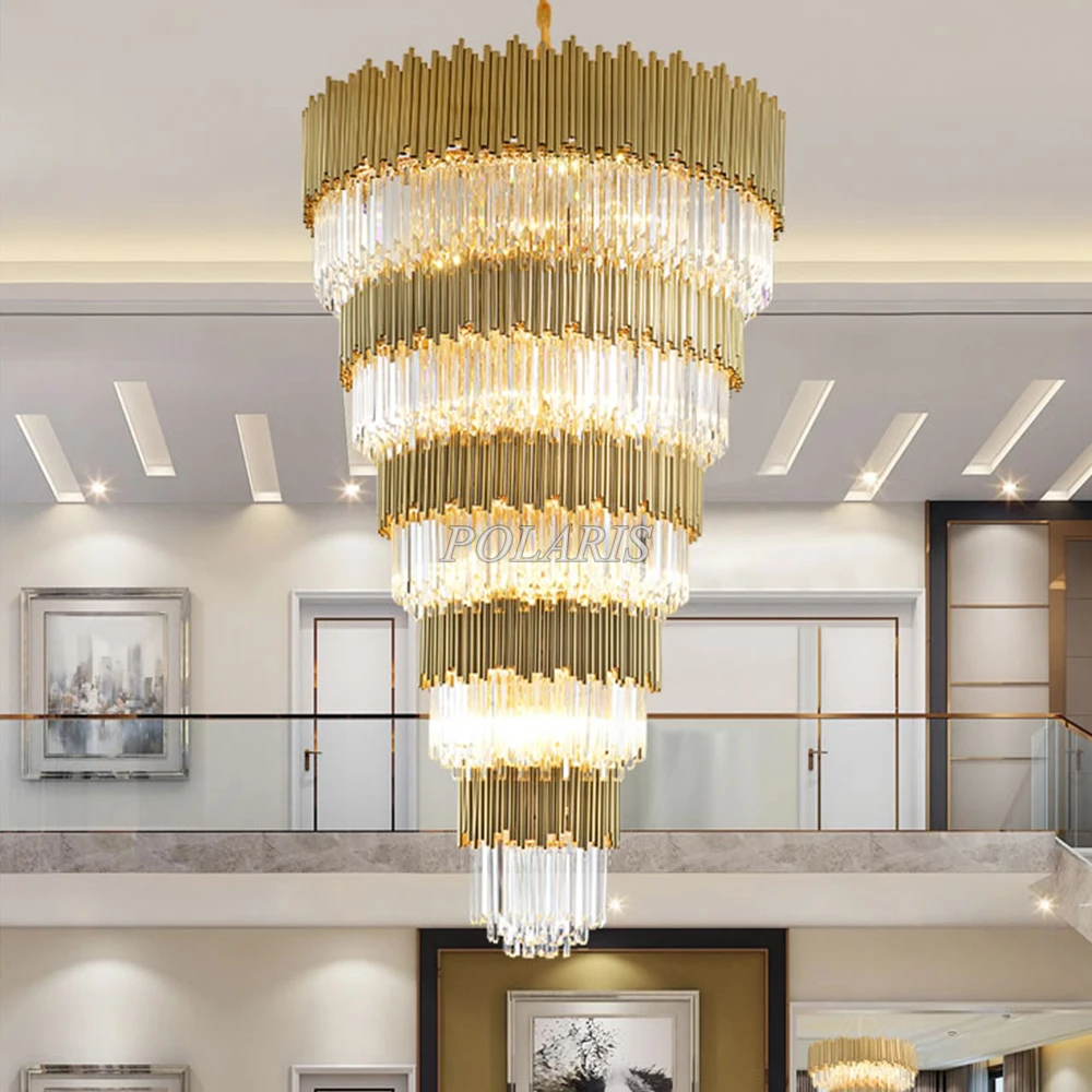 Большая большая Хрустальная люстра светодиодный светильники из хрусталя