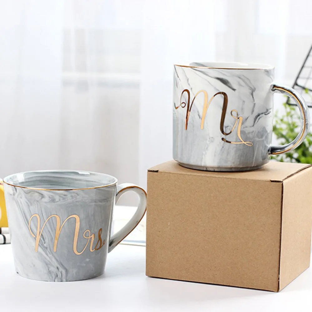 Mr. Mrs керамическая мраморная кружка кофейная чашка для чая молока завтрака
