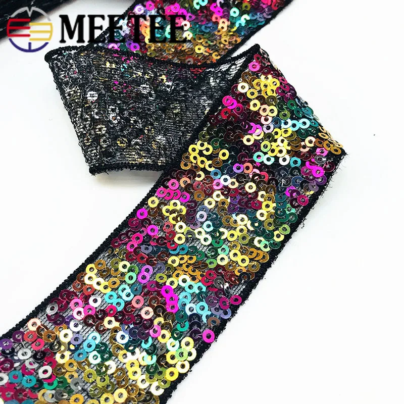 Экологически чистые сетчатые блестки 6 м 38 мм кружевные ленты с вышивкой тканевые