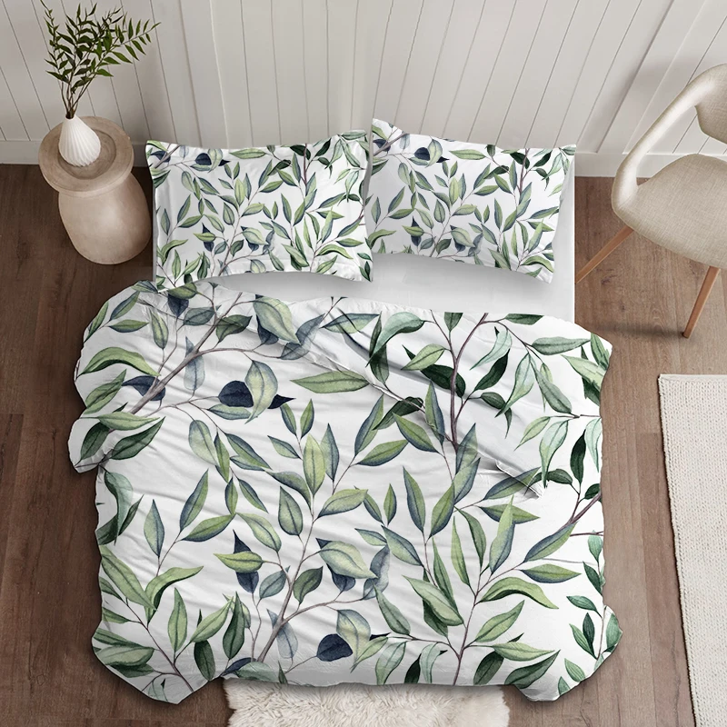 

Luxury Bedding Set Queen King size Leaf Duvet Cover Plant Quilt Cover Single Double Queen King Twin With Pillowcase 220x240