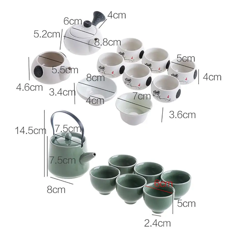 

Chinese Style Heat Resistant Ceramic Tea Infuser Pot Kung Fu Flower Tea Puer Kettle Coffee Cup Office Teapot Set With 8 Cups