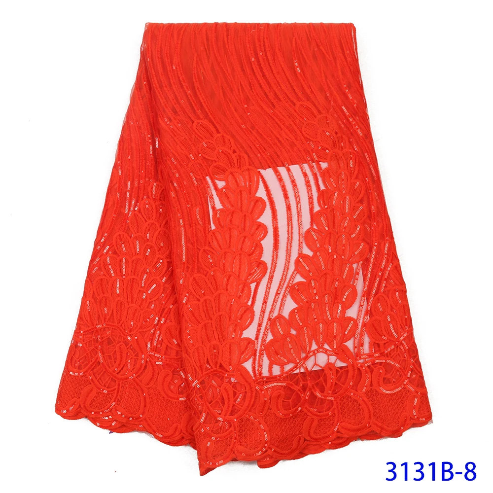

High Quality Nigerian Tulle Lace Fabric With Sequines Hot Sale French Mesh African Embroidered Lace Fabric For Dress AMY3131B