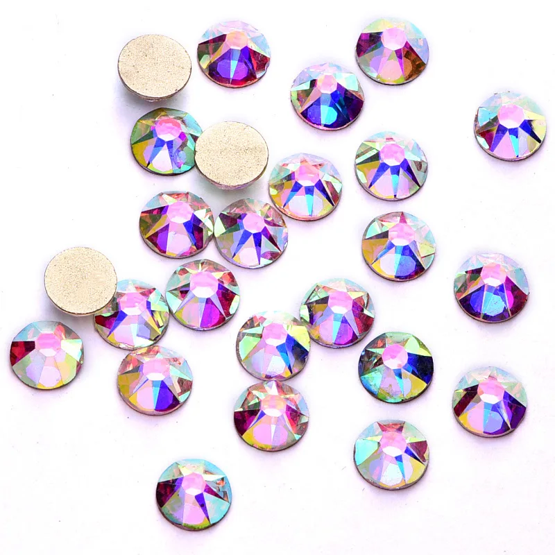 5A 8 Big+ 8 Small Cut Facets Стразы для ногтей, стекло, кристалл AB/прозрачные стразы с плоской задней поверхностью, не Горячие Стразы, украшение, кристалл Y3552