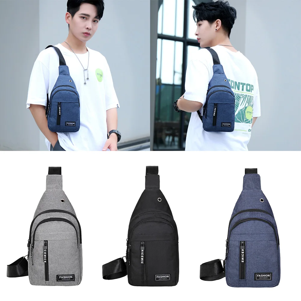 

Мужские повседневные спортивные маленькие нагрудные сумки на двойной молнии, Мужская нейлоновая модная дорожная сумка