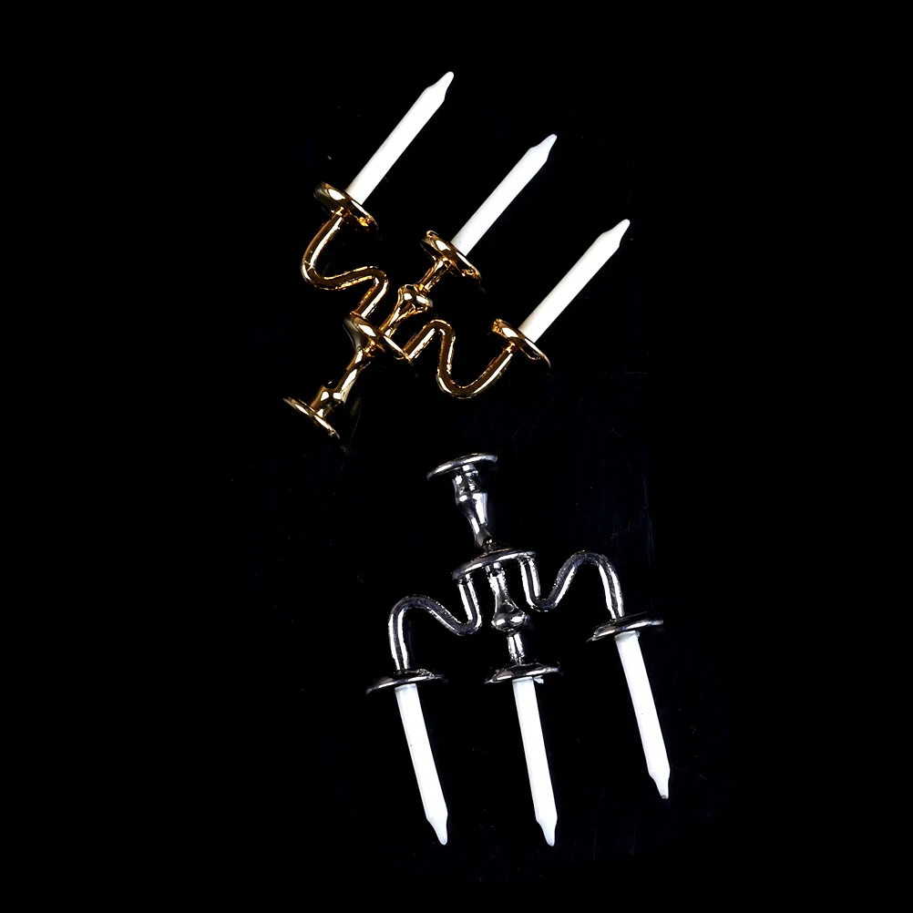 Масштаб 1:12 1 шт. миниатюрные подсвечники с 3 руками канделябры белые свечи мебель