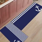 Темно-синий полосатый якорь длинный кухонный коврик Домашний коврик для входа Противоскользящий коврик для ванной Домашний напольный Декор
