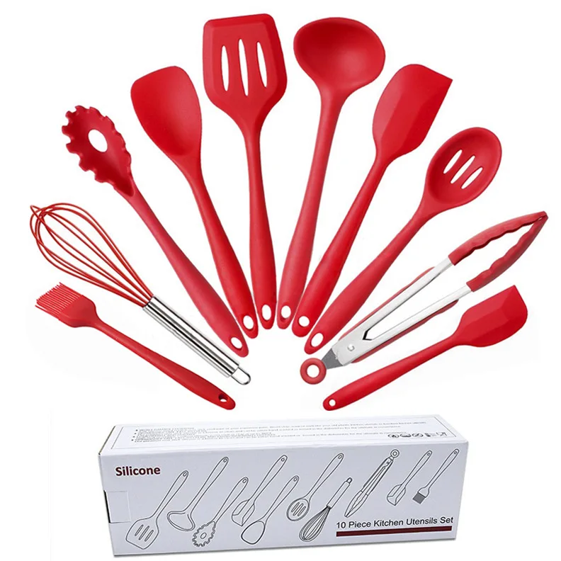 

10Pcs/Set Silicone Kitchenware Cooking Utensils Set Heat Resistant Kitchen Non-Stick Cooking Utensils Baking Tools