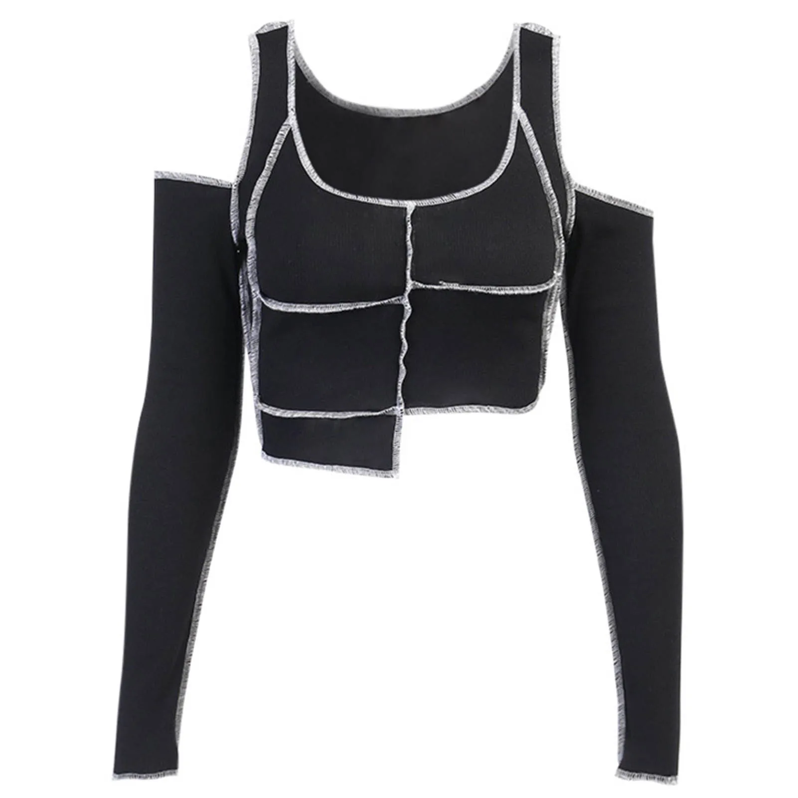 

Sexy Women Long Sleeve Cold Shoulder Irregular Hem Slim T-shirt Blouse Women's Clothing ropa mujer 2020