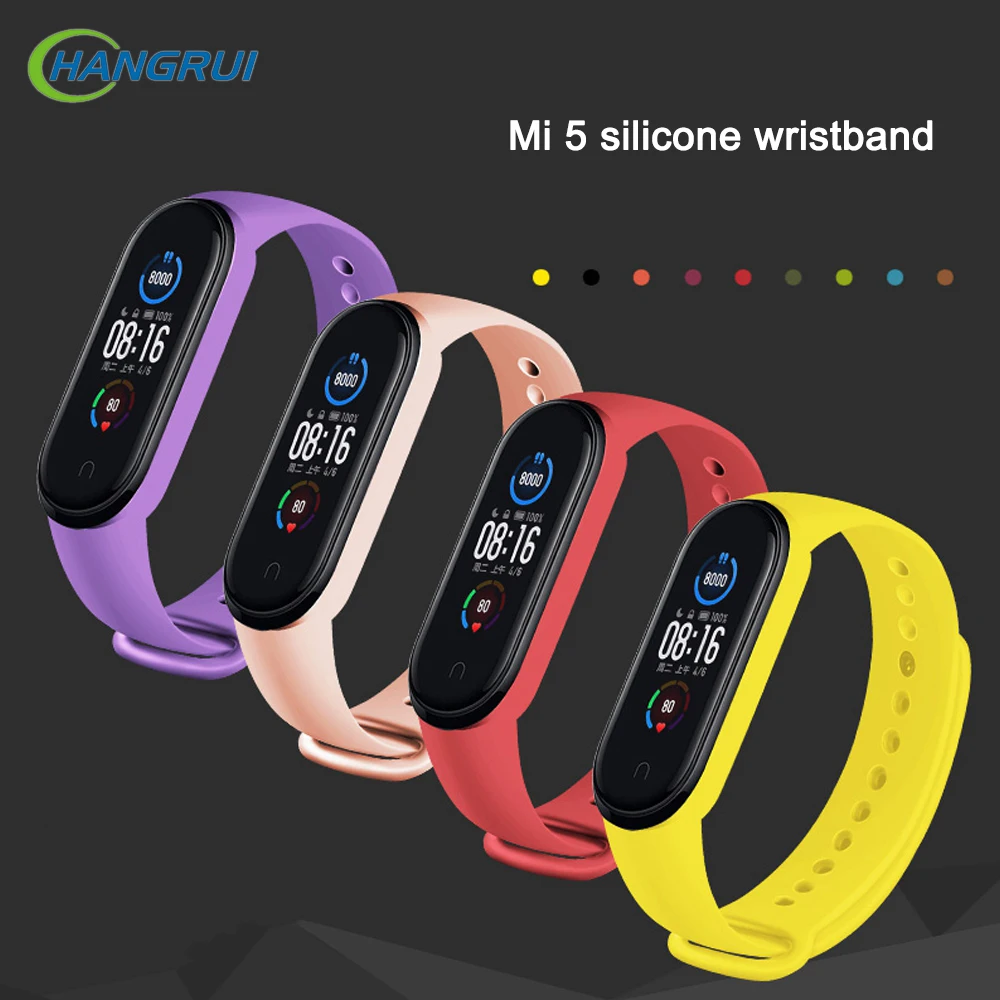 

Силиконовый ремешок для Xiaomi Mi Band 5, регулируемый спортивный браслет для Mi Band5, сменный ремешок, аксессуары для смарт-браслета