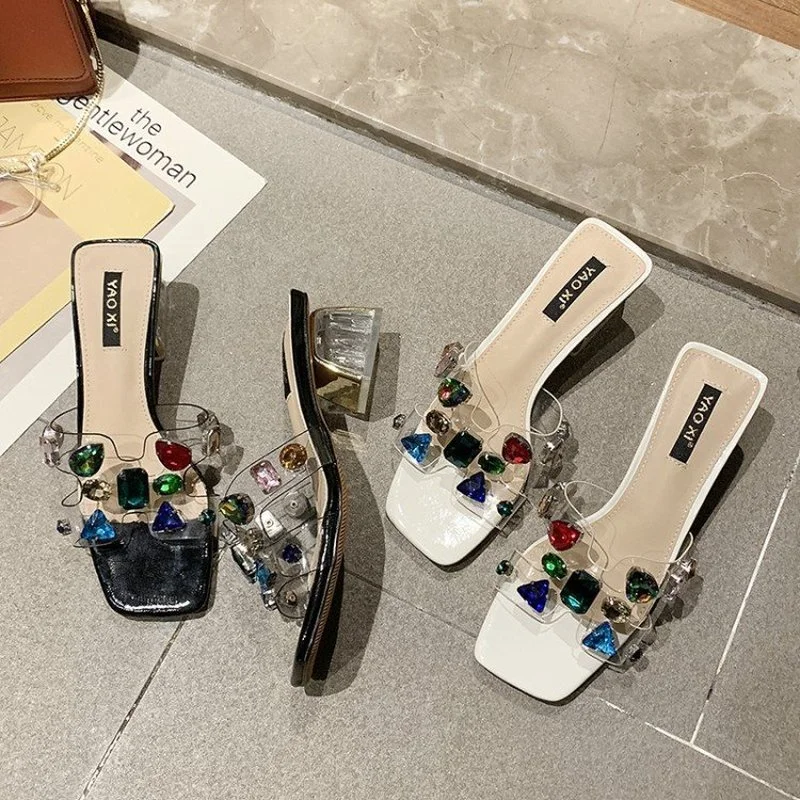 

BRKWLYZ New Bright diamond Sandals Open Toe High Heels Women Slippers Sandalia Feminina Party Dress Shoes Sandals Women va671