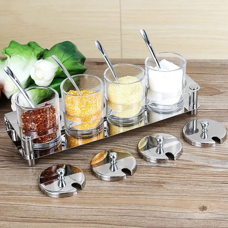 Набор стеклянных банок для приправ из нержавеющей стали контейнер соли кухонные