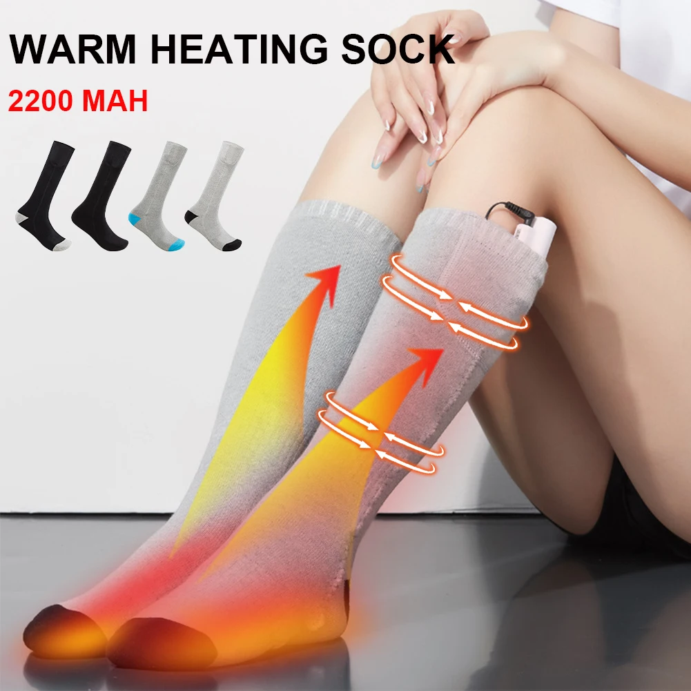 

2200mAh Electric Heated Socks Rechargeable Thermal Heating Foot Warmer Electric Socks with 3 Modes for Winter Cycling Skiing