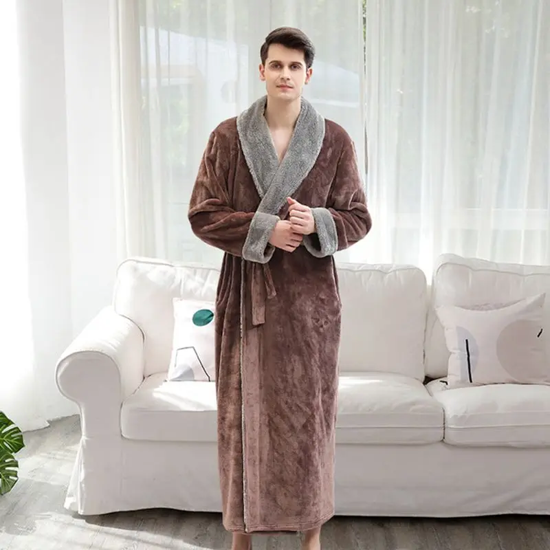 Теплый халат длинная ночная рубашка Yamama женские толстые пара банный Банный
