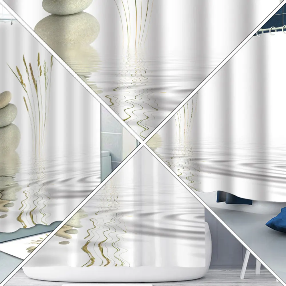 1 шт. занавески для ванной с галькой душа дома|Шторы душа| |