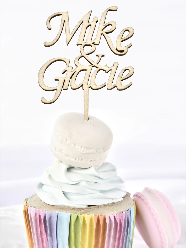 30 шт. персонализированные с гравировкой для капкейка дерева акрила