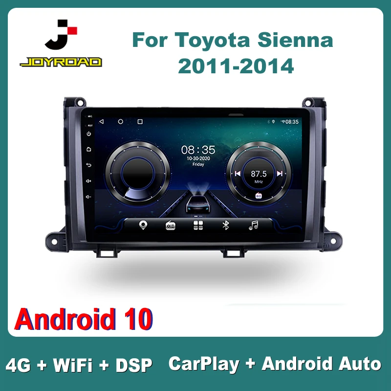 9" For Toyota SIENNA 2011-2014 Manual Android 10 Carplay Auto 4G Sim WiFi DSP RDS Car Radio Stereo Multimedia Video Player