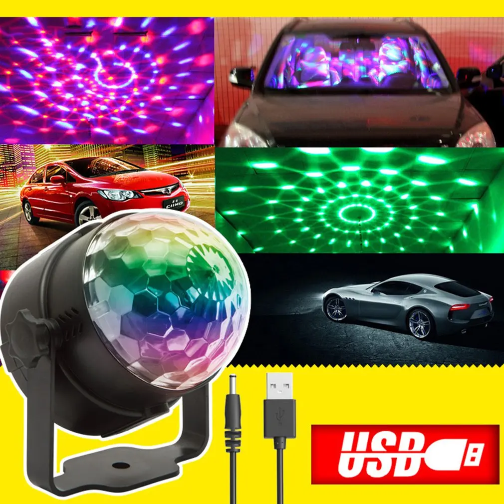 

Светодиодные сценические фонари для дискотеки с USB, цветной хрустальный шар с голосовой активацией, освещение для диджевечерние, Профессио...