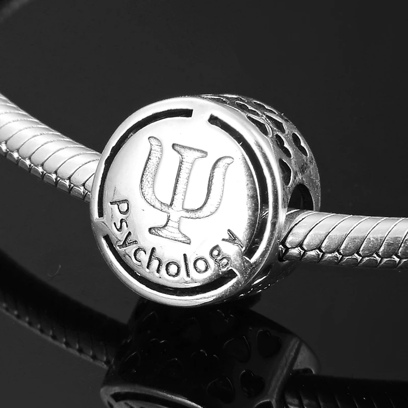 

Career symbol Psychology Sign 925 Sterling Silver Hollow Round Beads Charms fit Women Charm Bracelets Bangels Jewelry Making