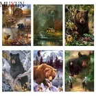 Алмазная 5D картина сделай сам, полноразмернаякруглая вышивка с изображением животных, медведя, пейзажа, мозаика для домашнего декора, Ep127