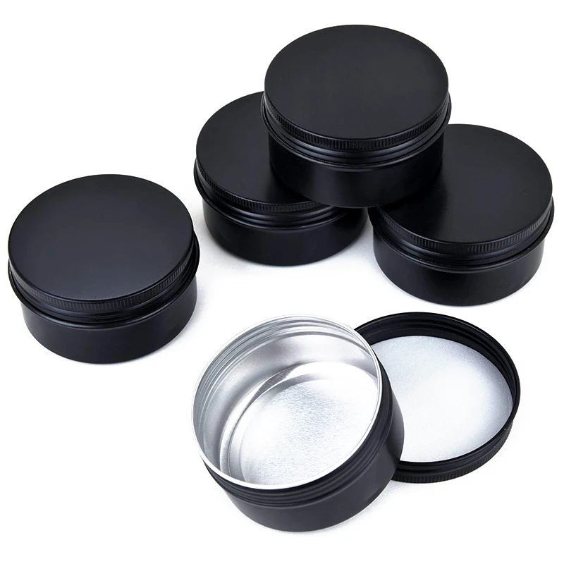 Фото 5 унций 12 упаковок черные круглые алюминиевые консервные банки с резьбой верхние