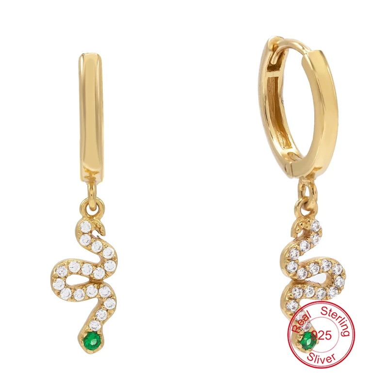 

VINY Silver 925 Jewelry Earrings For Women Serpentine Dangle Earring Gold/Silver Jewelry 2021 Trend Brinco Prata Pendientes Gift