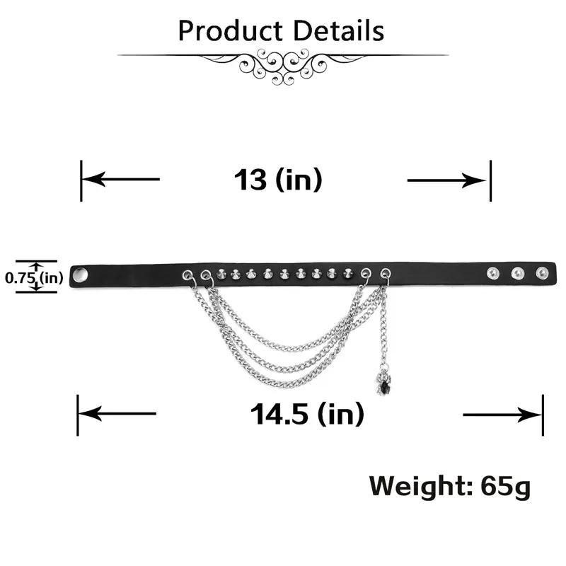 Пирсинг Горячая Продажа Панк Готический Многослойные шипы цепь с пауком черный