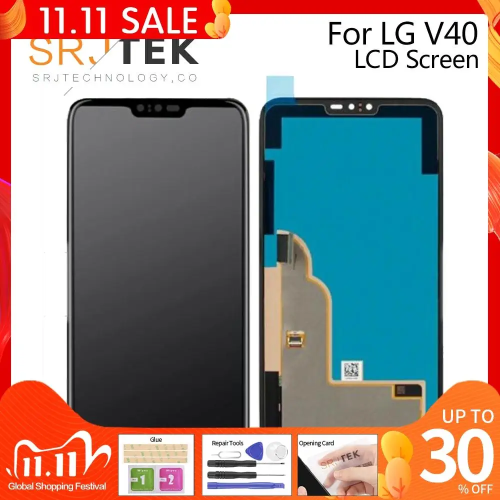 

ЖК-дисплей 6,5 дюйма для LG V40 ThinQ, панель сенсорного экрана с дигитайзером и рамкой в сборе для LG V40, сменный ЖК-экран