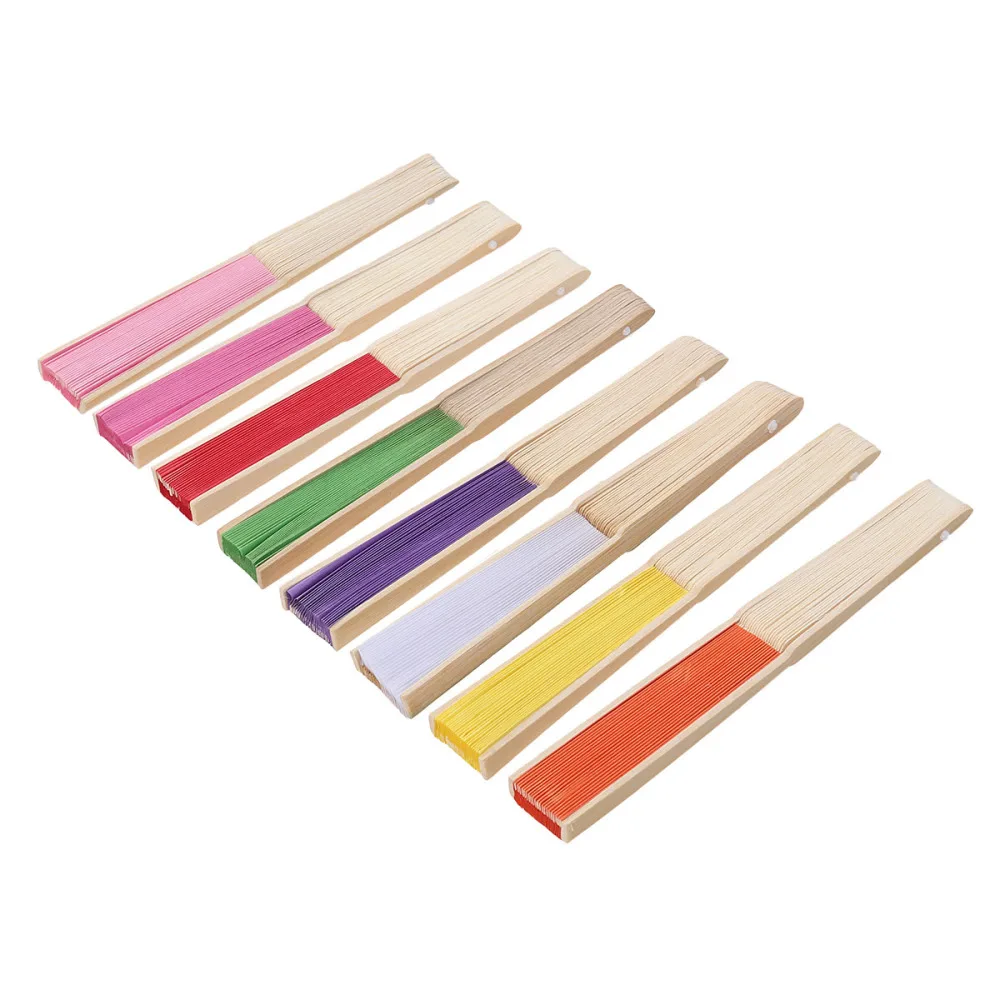 8 шт. складные вентиляторы дерево чистый цвет пустые набор сделай сам дети