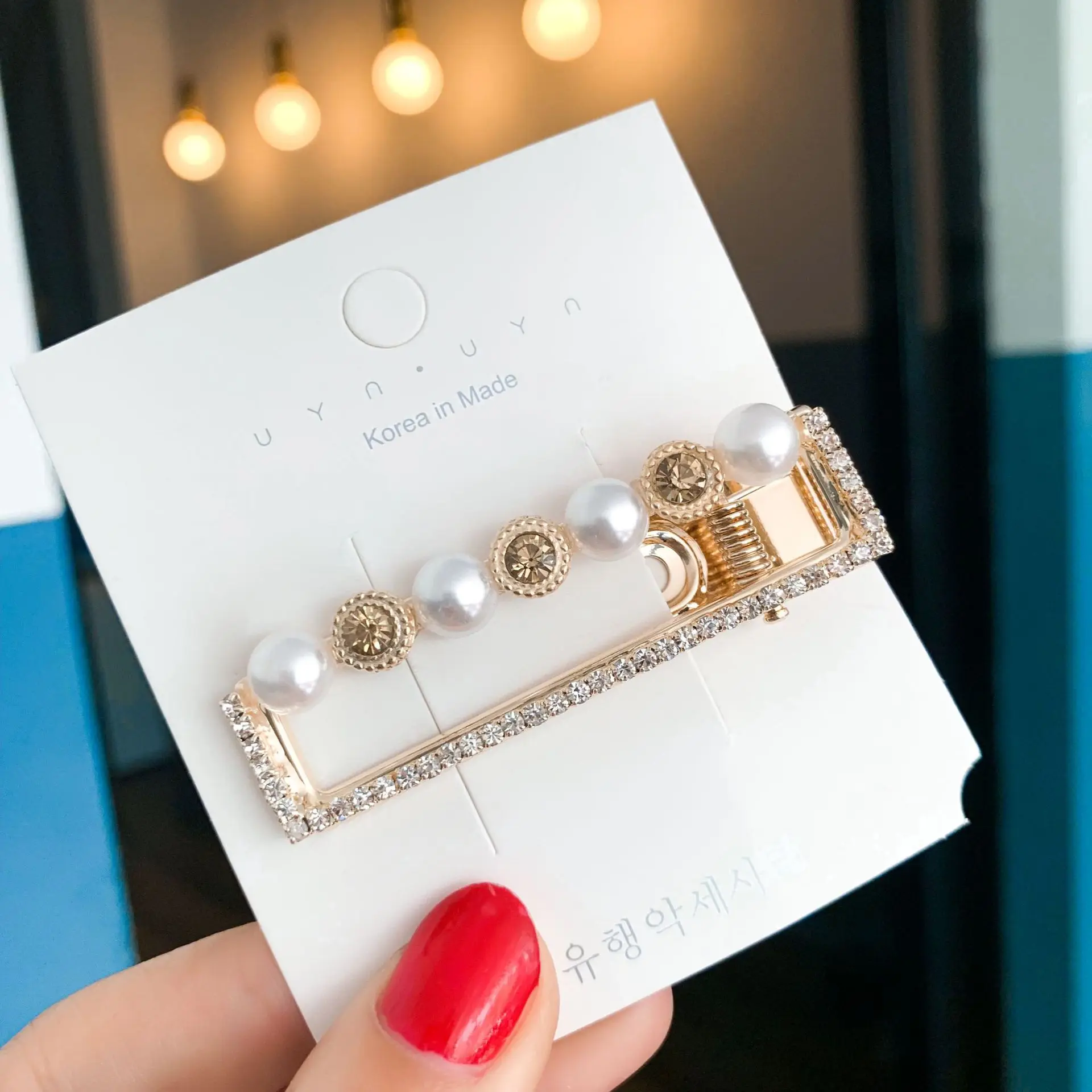 Жемчужная заколка для волос с кристаллами Ретро стиль аксессуары женщин заколки