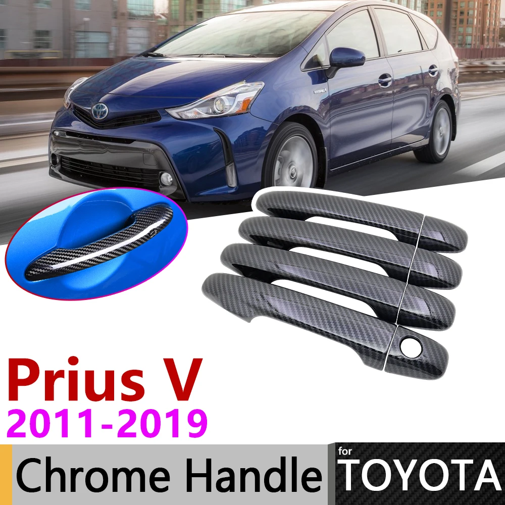 

Black Carbon Fiber Door Handle Cover for Toyota Grand Prius+ v Prius α Wagon ZVW40 ZVW41 40 2011~2019 Accessories Sticker Chrome