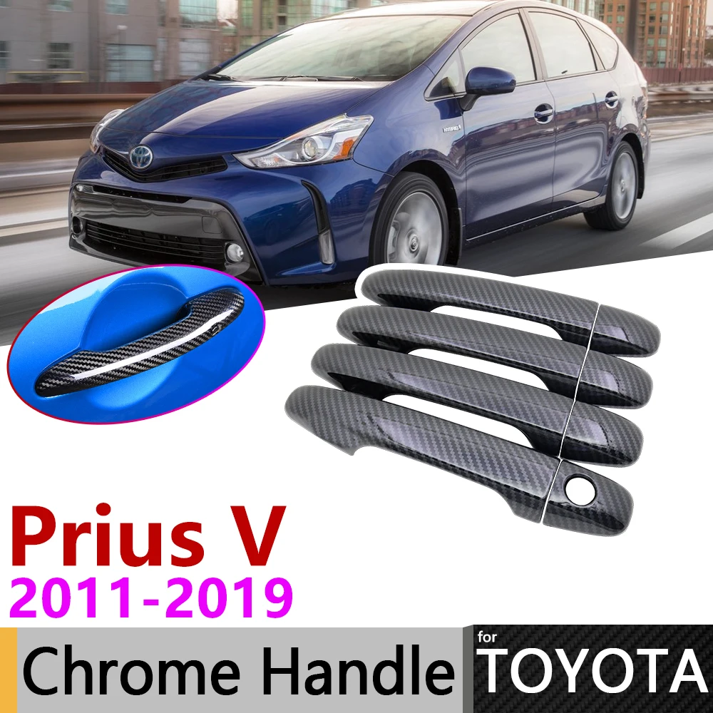 Черная крышка дверной ручки из углеродного волокна для Toyota Grand Prius + v α Wagon ZVW40 ZVW41 40